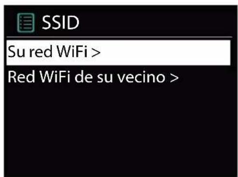 SSID Su red WiFi > Red WiFi de su vecino >