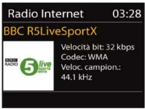 Radio Internet 03:28 BBC R5LiveSportX BSC R5 live sports extra Velocità bit: 32 kbps Codec: WMA Veloc. campion.: 44.1 kHz