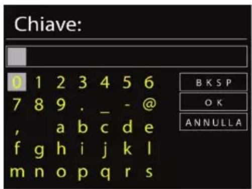 Chiave: 0 1 2 3 4 5 6 7 8 9 . _ - @ , a b c d e f g h i j k l m n o p q r s B K S P O K ANNULLA