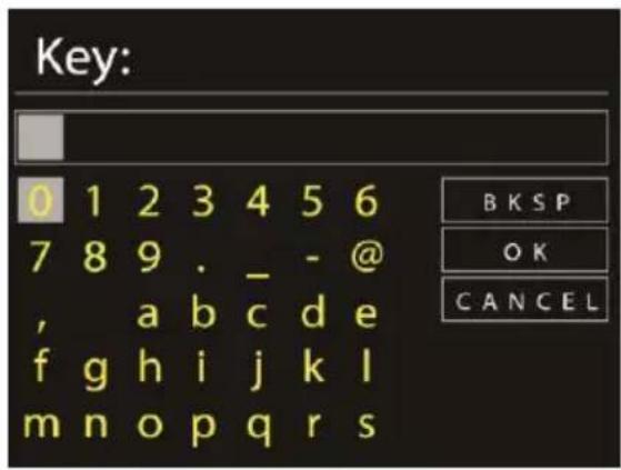 Key: 0 1 2 3 4 5 6 7 8 9 . _ - @ , a b c d e f g h i j k l m n o p q r s B K S P O K C A N C E L