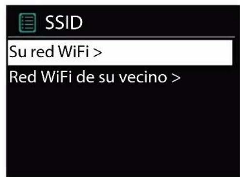 SSID Su red WiFi > Red WiFi de su vecino >