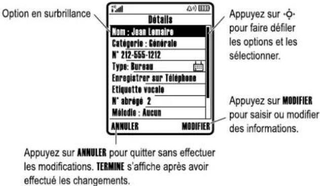 MOTOROLA V547 - Sélection d'une option de fonction - 13