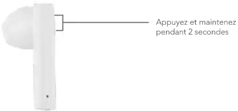 Appuyez et maintenez pendant 2 secondes
