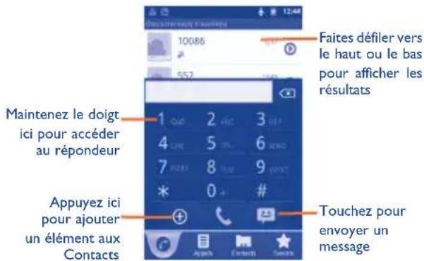 10086 552 Maintenez le doigt ici pour accéder au répondeur Appuyez ici pour ajouter un élément aux Contacts Faites défiler vers le haut ou le bas pour afficher les résultats 1 2 3 4 5 6 7 8 9 * 0 # + Touchez pour envoyer un message