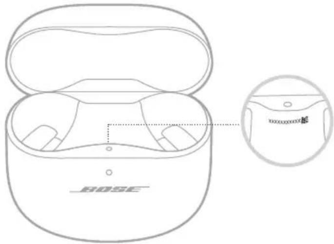 BOSE QuietComfort Ultra Headphones - AFFICHAGE DU NUMÉRO DE SÉRIE DE L'ÉTUI DE RECHARGE - 1
