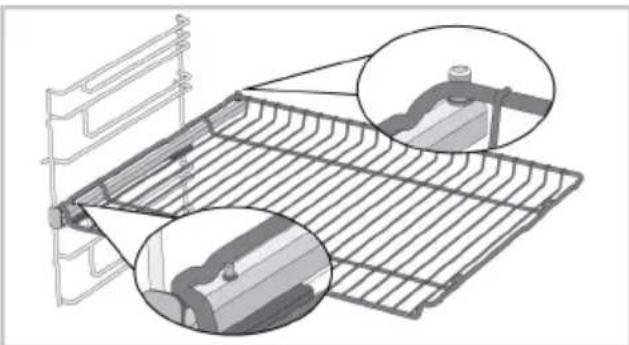 BEKO BBIM173001BPE - Mise en place appropriée de la grille métallique et du plateau sur les rails télescopiquesModèles à étagères grillagées et rails télescopiques - 1