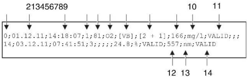 YSI pHotoFlex STD - Format de sortie CSV - 1