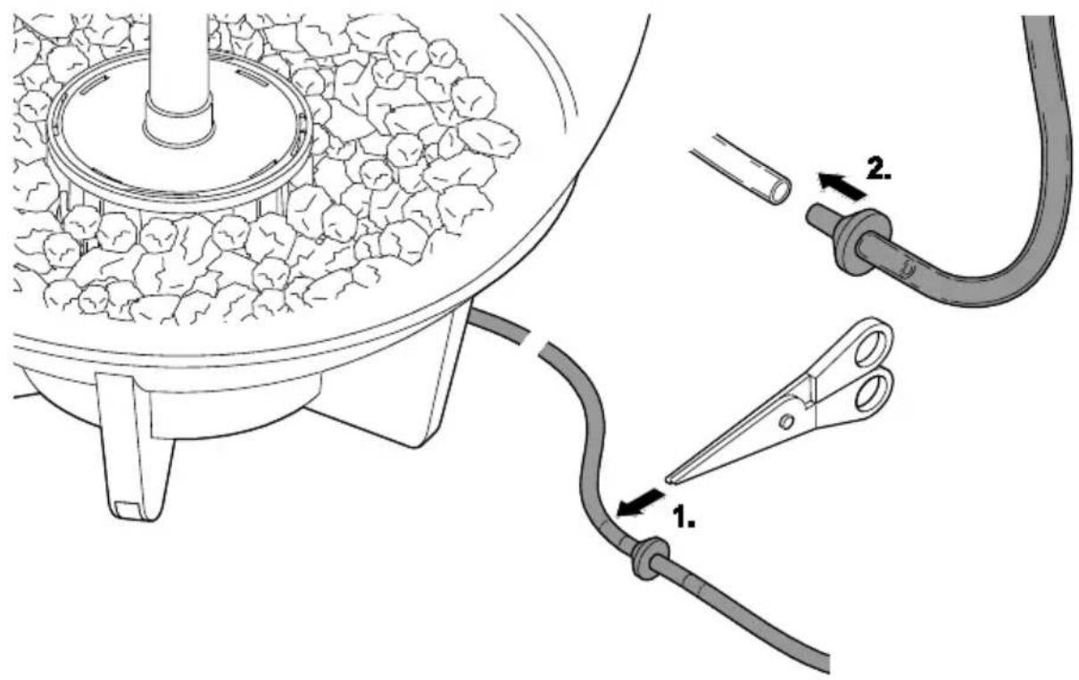 Technical diagram showing a pipe installation with labeled components and directional arrows indicating flow or movement.