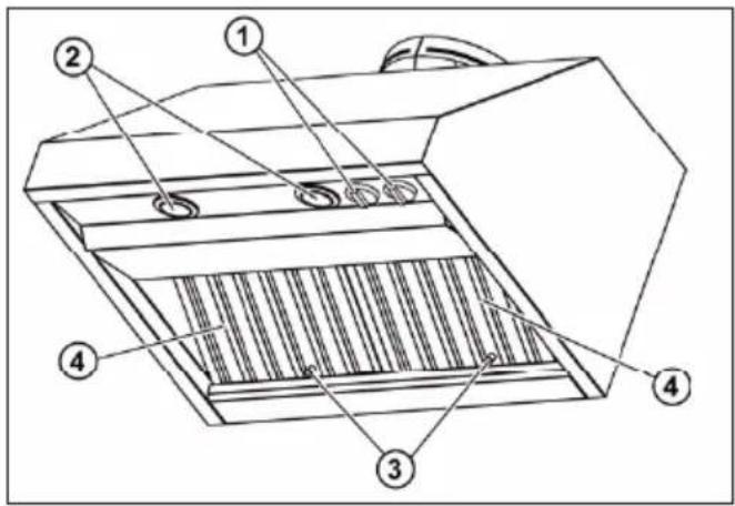 BEKO CHP36100SS - Description de la hotte et des commandes - 1