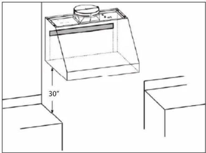 BEKO CHP36100SS - Hang hood on wood support - 2