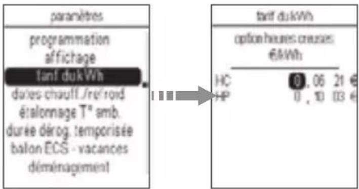 HAGER EK482 - Modification du tarif du kWh - 1