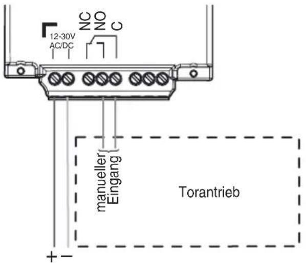 12-30V AC/DC NC NO C manueller Eingang Torantrieb + -