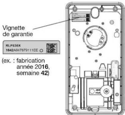 Vignette de garantie RLF630X 1642A047679111EE (ex. : fabrication année 2016, semaine 42)