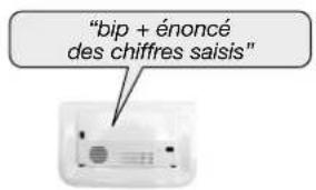 "bip + énoncé des chiffres saisis"