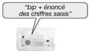 "bip + énoncé des chiffres saisis"