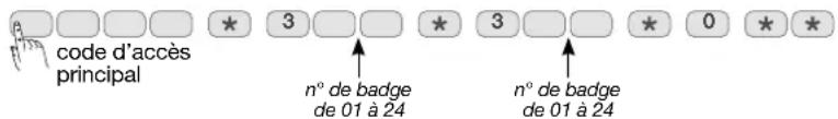 code d'accès principal 3 3 0 n° de badge de 01 à 24 n° de badge de 01 à 24