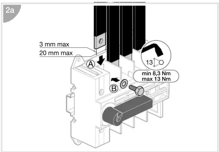 2a 3 mm max 20 mm max A B 13 min 8,3 Nm max 13 Nm