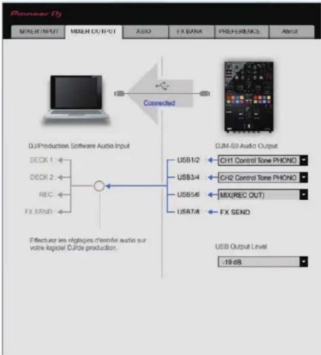 PIONEER DJM-S9 - Réglage de la sortie des données audio de cet appareil vers l'ordinateur - 1