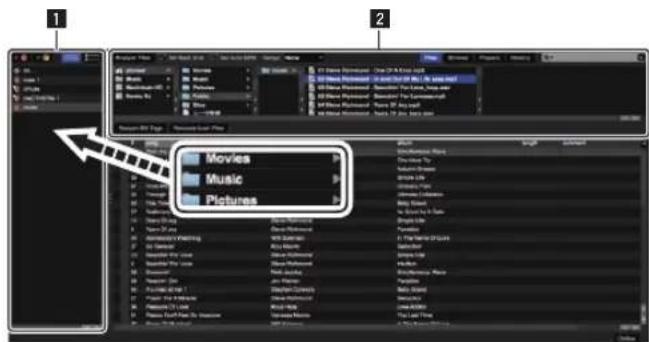 PIONEER DJM-S9 - Sur l'écran du logiciel Serato DJ, tirez et déposez le dossier sélectionné dans le panneau de crates. - 1