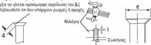 4 εξιτε αν γίνεται ομοιόμορφη εκχείλωση του [L] θεβαιωθείτε ότι δεν υπάρχουν ρωγμές ή αρυχές. Φιλιέρα Σωλήνας E
