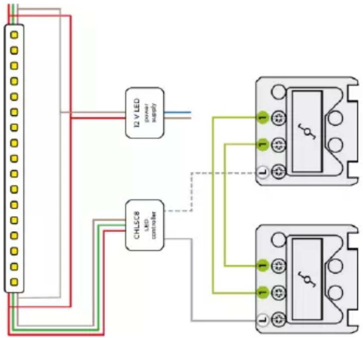 VELLEMAN CHLSC8 - Connection with 2 switches and 1 controller - 1