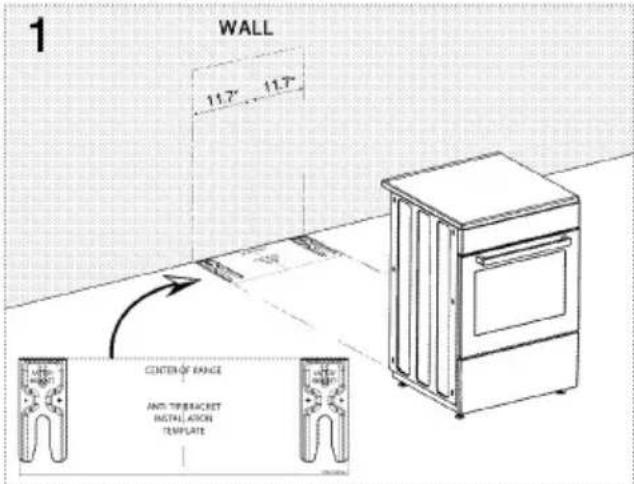 1 WALL 11.7" 11.7" CENTER OF RANGE AND TIP BRACKET INSTALLATION TEMPLATE