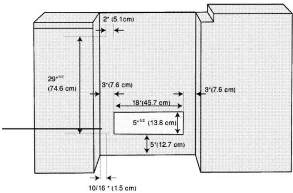2° (5.1 cm) 29°¹/² (74.6 cm) 3°(7.6 cm) 18°(45.7 cm) 5°¹/² (13.8 cm) 5°(12.7 cm) 3°(7.6 cm) 10/16° (1.5 cm)