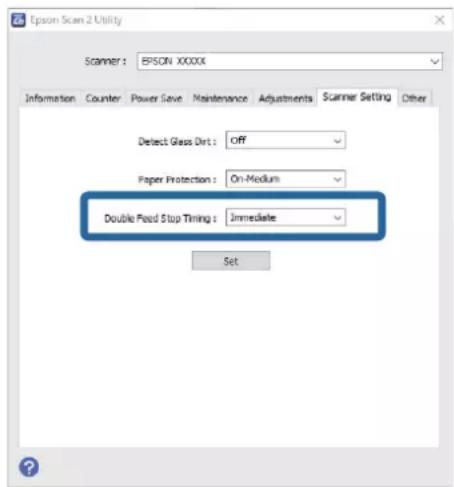 EPSON ES-C380W - Choisir l'opération à effectuer en cas d'entraînement double détecté - 1