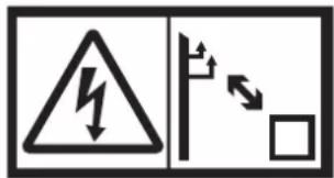 Safety warning sign showing lightning bolt symbol and pole with directional arrows indicating shock hazard