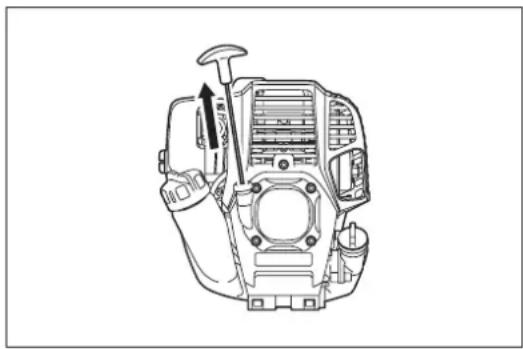 DOLMAR MH-246.4 DS - Op bepaalde momenten, bijvoorbeeld in de winter, wanneer de motor moeilijk gestart kan worden, bedient u de chokehendel middels de volgende procedure om de motor te kunnen starten. - 1