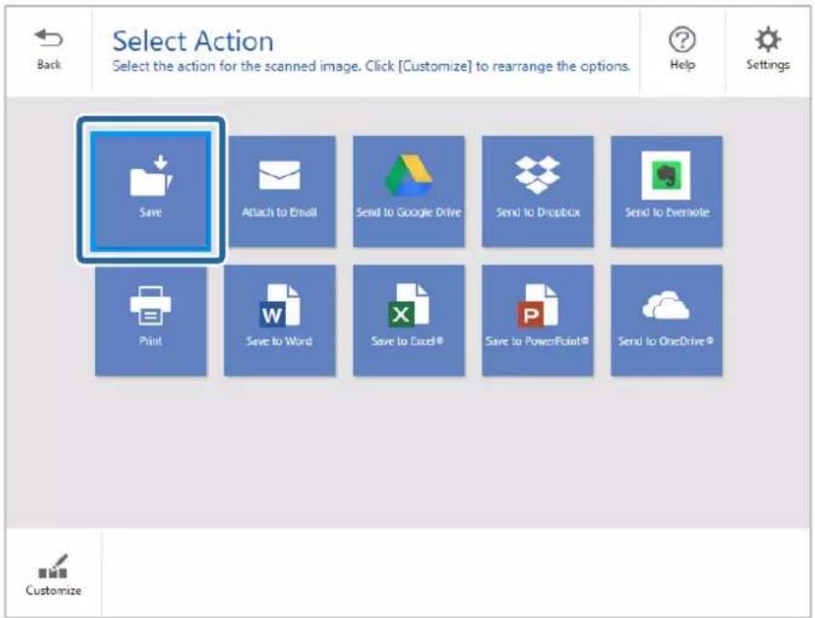 EPSON ES-C320W - Cliquez sur Sélectionner une action dans la fenêtre Enregistrer. - 1