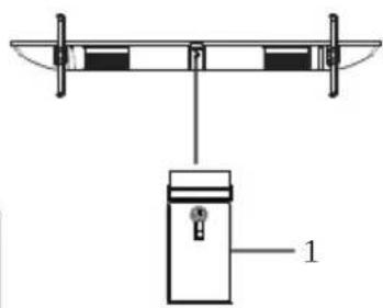 Technical diagram of a mechanical device with labeled component 1