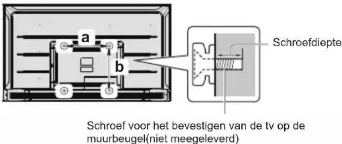 a b Schroefdiepte Schroef voor het bevestigen van de tv op de muurbeugel(niet meegeleverd)