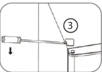Technical diagram showing a mechanical component with labeled parts and an arrow indicating direction