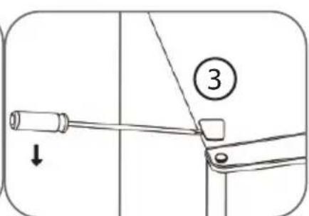 Technical diagram showing a mechanical assembly with labeled parts and directional arrow