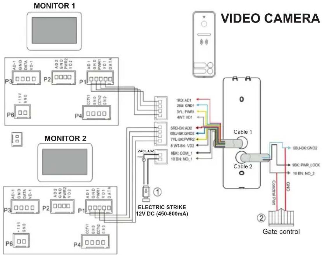 VIBELL OR-VID-EX-1063KV - Σχέδιο σύνδεσης ηλεκτρικής κρούσης πόρτας που παρέχεται με ξεχωριστή ισχύ 12 VDC - 1