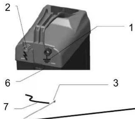 Technical diagram of a mechanical component with numbered parts labeled 1 through 7