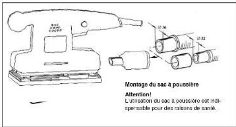 Montage du sac à poussière Attention! L'utilisation du sac à poussière est indispensable pour des raisons de sané.
