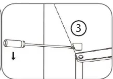 Diagram showing a mechanical assembly with labeled parts and directional arrow