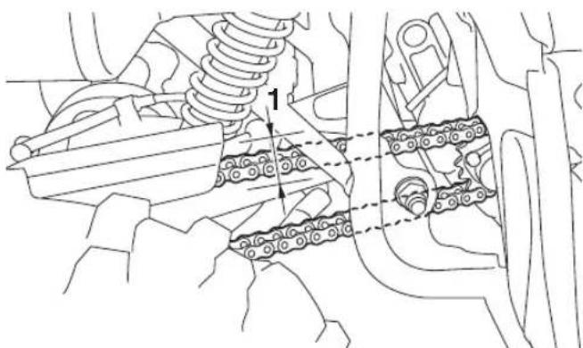 YAMAHA YFM110R (2024) - Contrôle de la tension de la chaîne de transmission - 1