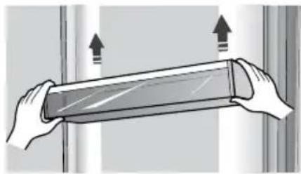 Illustration of two hands holding a transparent cylindrical object with upward arrows indicating motion or force (no text or symbols)