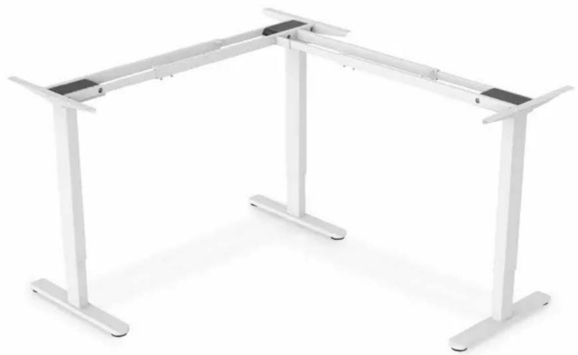 Digitus DA-90453 - Piètement de table réglable en hauteur électriquement, forme en L à 90°, 3 moteurs, 2 positions, blanc - 1