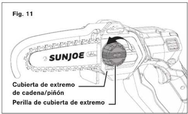 Fig. 11 SUNJOE Cubierta de extremo de cadena/piñón Perilla de cubierta de extremo