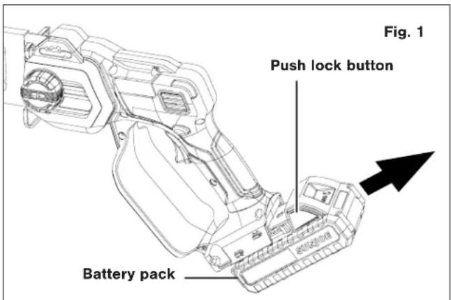 Push lock button Battery pack Fig. 1
