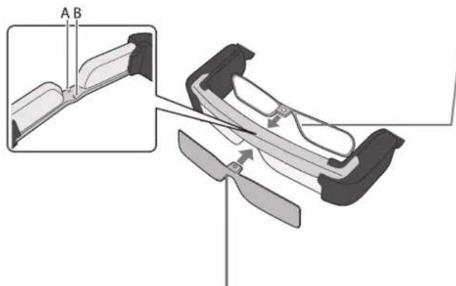 EPSON Moverio Pro BT-2000 - Installer le pare-soileil/l'écran protecteur/le support des verres - 1