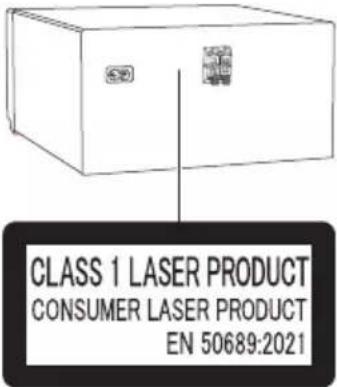 CLASS 1 LASER PRODUCT CONSUMER LASER PRODUCT EN 50689:2021