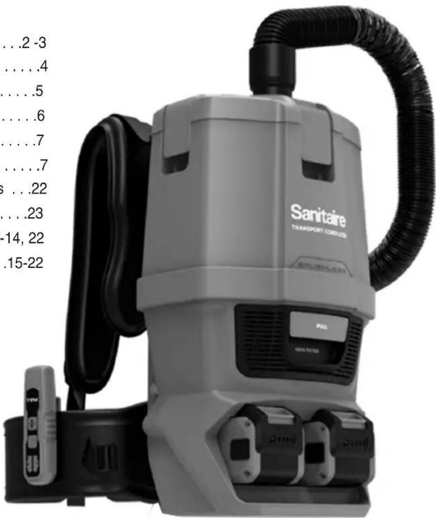 Sanitaire TRANSPORT Cordless SC580A - Index - 1