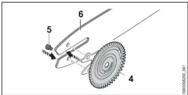 STIHL MS 162 - Montage du guide-chaîne et de la chaîne (tendeur de chaîne rapide) - 3