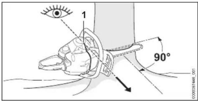STIHL MS 162 - Exécution de l'entaille d'abattage - 1