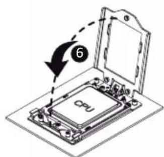 Diagram showing a computer processor with an open lid and a numbered arrow indicating a process step, labeled '6'.